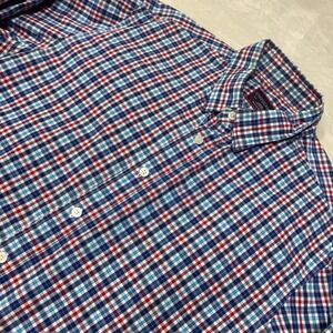 UNTUCKit Wrinkle Free Plaid Dress Shirt Men's L Blue Plaid Long Sleeve Button Up
